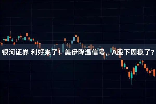 银河证券 利好来了！美伊降温信号，A股下周稳了？